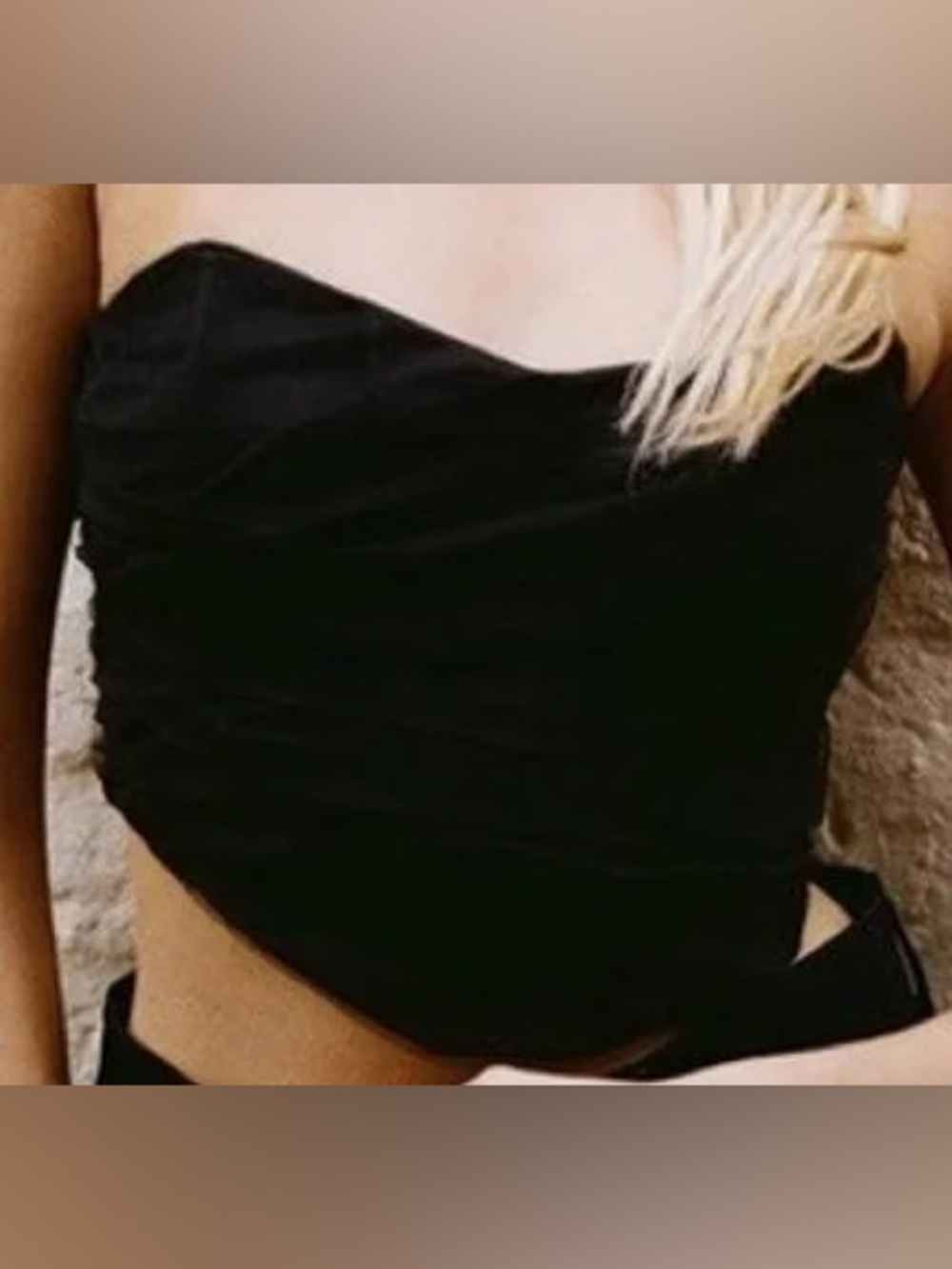 Black Strapless Layered Mesh Bustier Top - Women